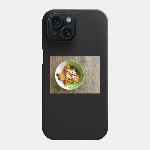 Thai street food. Asian yellow egg noodle with chicken and shrimp. Phone Case by Nalidsa