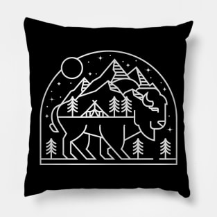 Bison Monoline Nature Graphic Design Pillow