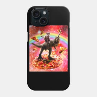 Space Cat Riding Dinosaur Unicorn - Pizza & Taco Phone Case