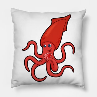 Squid at Poker with Poker cards Pillow