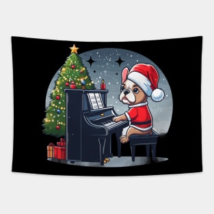 French Bulldog Playing Piano Christmas Tapestry