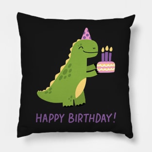 Cute T-Rex with birthday cake Pillow