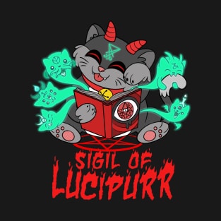 Witchcraft Cute Satanic cat Sigil of Lucipurr Necronomicon T-Shirt