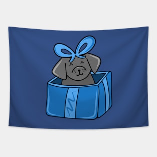 Cute Holiday Dog in a Giftbox Present, made by EndlessEmporium Tapestry