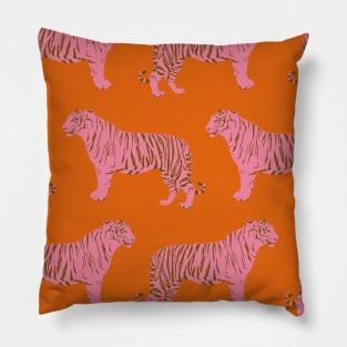 Tiger Pattern in Pink and Orange Pillow