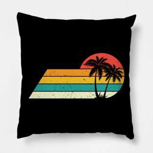 Retro Vintage sunset coco palm tree tropical beach Pillow
