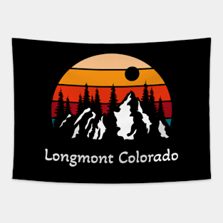 Retro Longmont Colorado Sunset and Mountains Tapestry