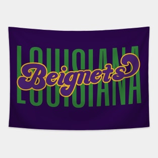 Louisiana Beignets Mardi Gras Tapestry