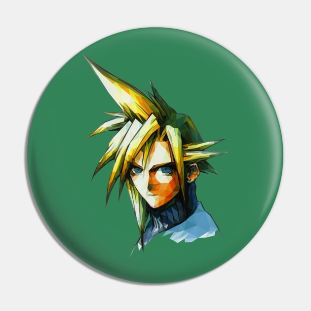 Cloud Strife Low Polygon Pin by TripleSArt