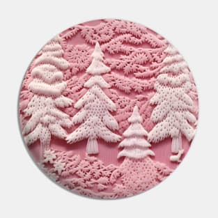 Funny Pink Chrismas Trees Knitted Pattern Pin