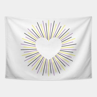 Nonbinary Pride Radial Heart Tapestry