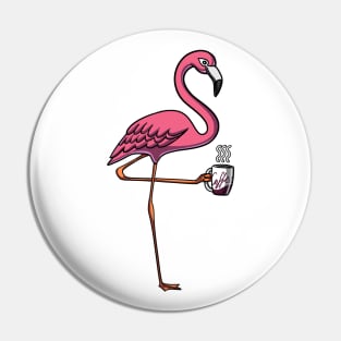 Flamingo Bird Coffee Lover Pin