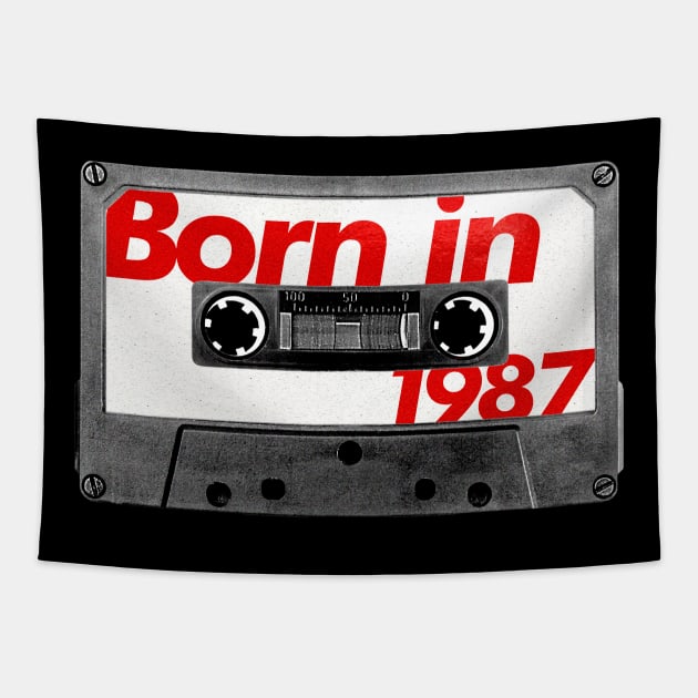 Born in 1987  ///// Retro Style Cassette Birthday Gift Design Tapestry by unknown_pleasures