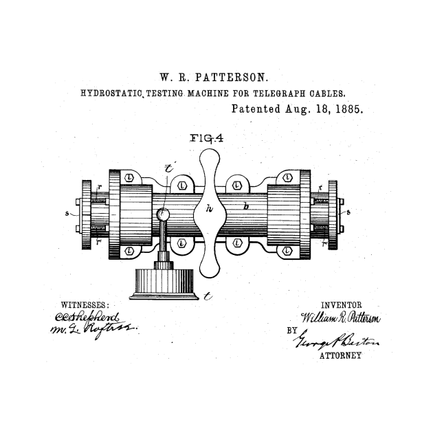 Machine for Telegraph Cable Vintage Patent Hand Drawing by TheYoungDesigns