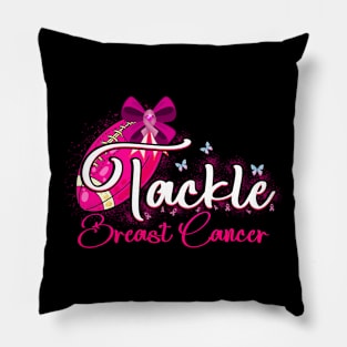 Tackle Football Pink Ribbon Breast Cancer Awareness Pillow