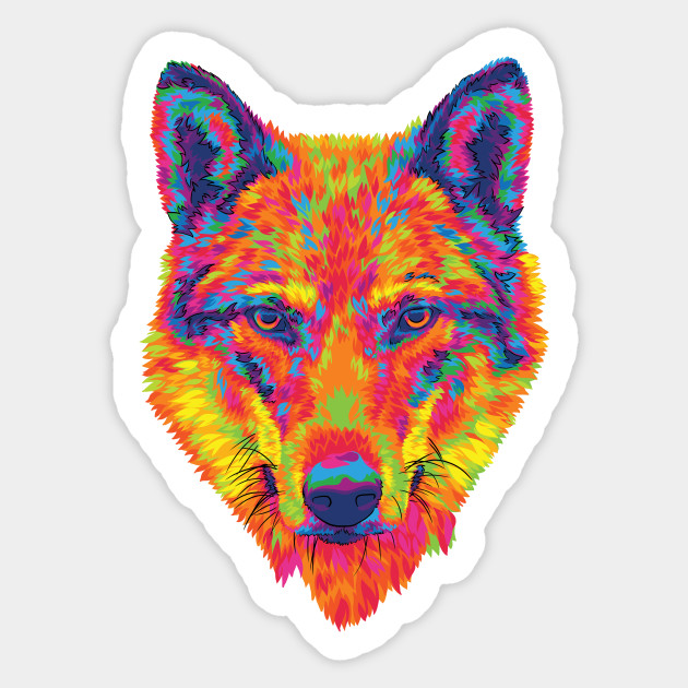 Rainbow Wolf Stare Wolf Art Sticker Teepublic