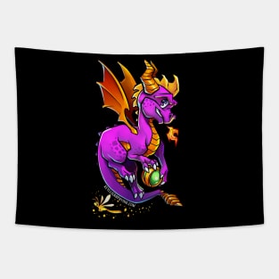 Purple Dragon with Green Orb Tapestry