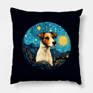 Jack Russell Terrier, van gogh style, starry night, Post-impressionism Pillow