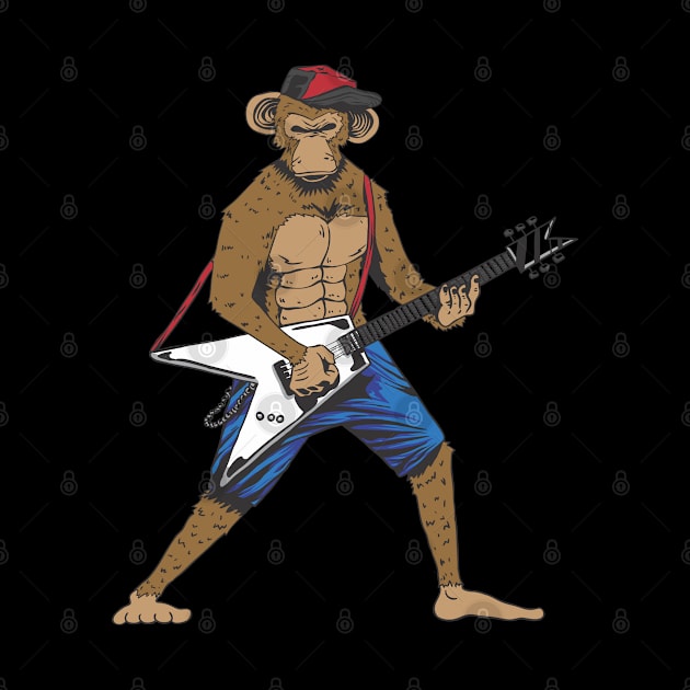 Funny Monkey Playing The Electric Guitar Musician Guitarist by ArtedPool