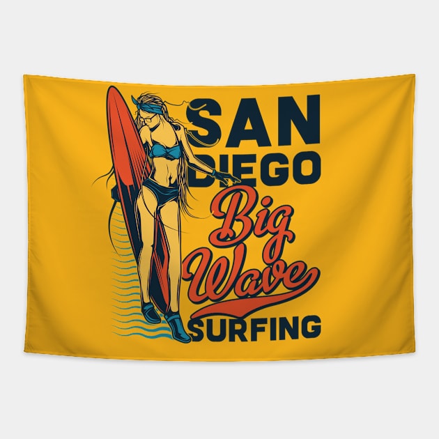 San Diego Surf Girl Tapestry by SpaceWiz95