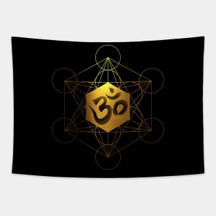 Sacred Geometry Metatron's Cube Om Chant Tapestry