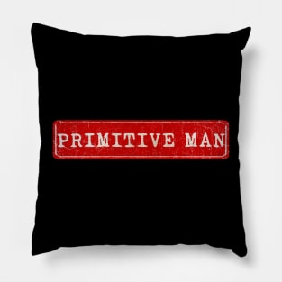 vintage retro plate Primitive Man Pillow