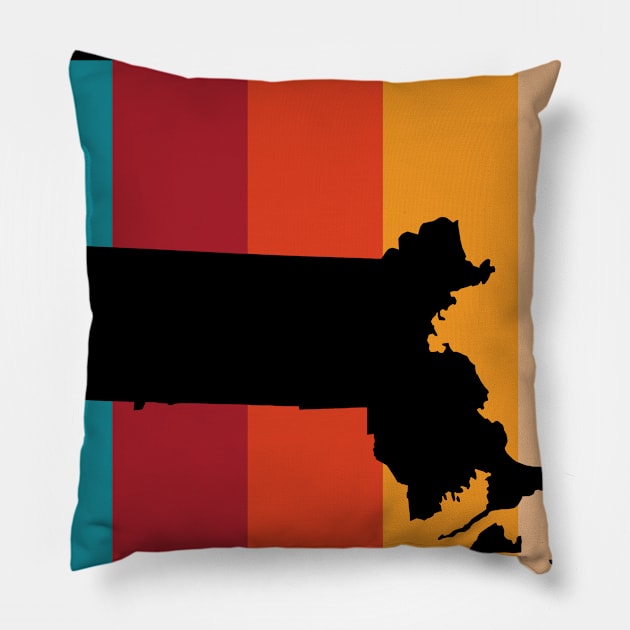 Boston Massachusetts Retro Pillow by easytees