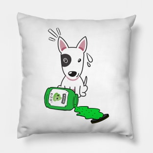 Cute Bull Terrier Spilled Wasabi sauce Pillow