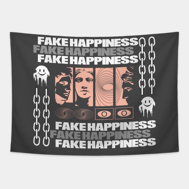 Fake Happiness Streetwear Design Tapestry by medabdallahh8