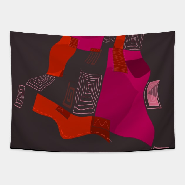 Mazipoodles Dreamy Egyptian Collage Fuchsia Burnt Orange Gray Tapestry by Mazipoodles