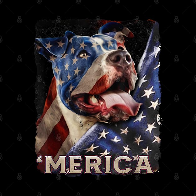 American Flag Pitbull Patriotic Dog 4th Of July Proud T-shirt by creativedn7