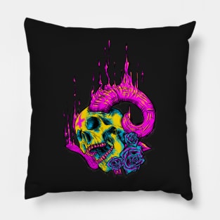 Melted Neon Horny Skull Pillow