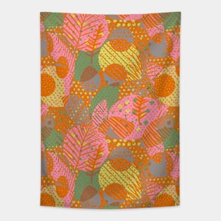 Polka dots nature elements yellow orange pink Tapestry