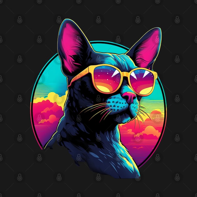 Retro Wave Cornish Rex Cat Shirt by Miami Neon Designs