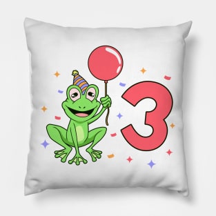 I am 3 with frog - kids birthday 3 years old Pillow