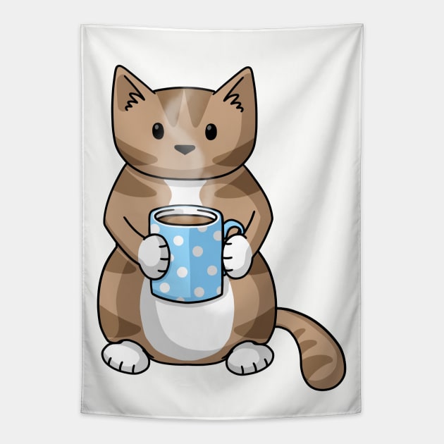 Coffee Cat Tapestry by Doodlecats 