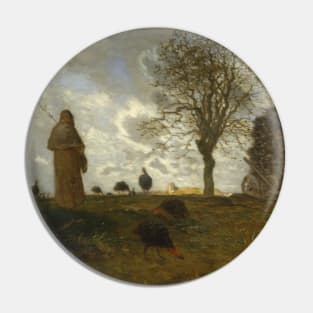 Autumn Landscape with a Flock of Turkeys by Jean-Francois Millet Pin