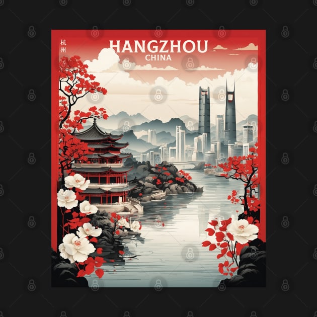 Hangzhou China Vintage Poster Tourism by TravelersGems