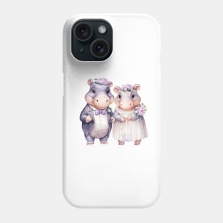 Hippopotamus Couple Gets Married Phone Case