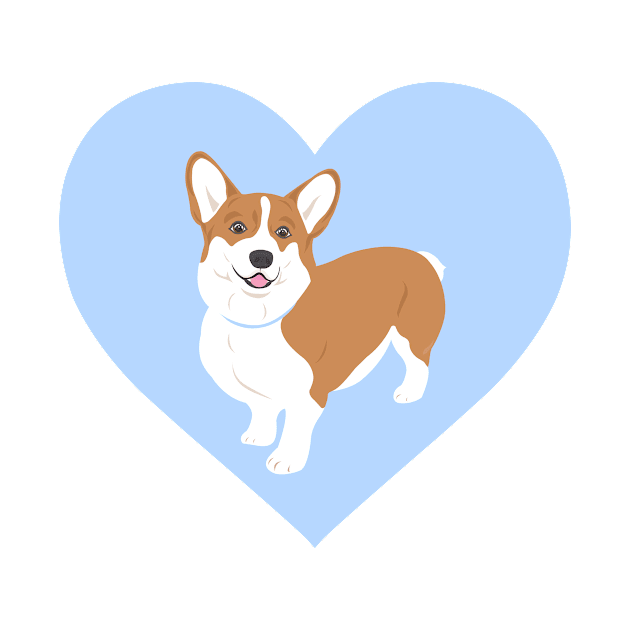 Corgi In A Light Blue Heart by CorgiButtDance