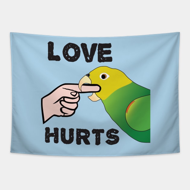 Love Hurts - Double Yellow Headed Amazon Parrot Tapestry by Einstein Parrot