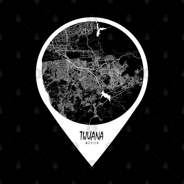 Tijuana, Mexico City Map - Travel Pin by deMAP Studio