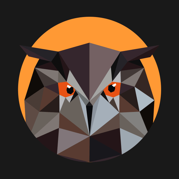 Owl in polygonal style. Geometric portrait of an owl. Night Bird by VerPaxArt Amazing Prints