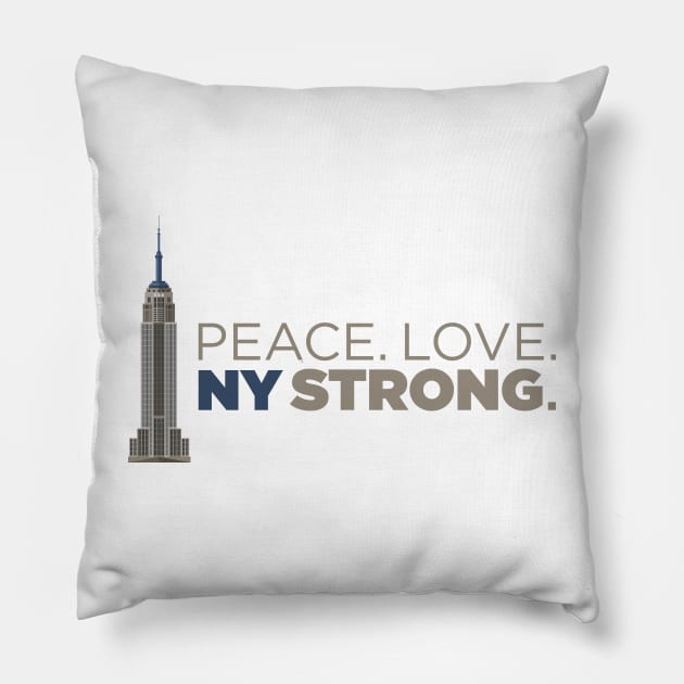 Peace. Love. NY Strong. New York NYC Empire State t-shirt Pillow by e2productions