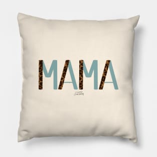 Cheetah Mama Blue Pillow