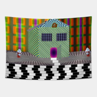 Optical Illusion House Tapestry