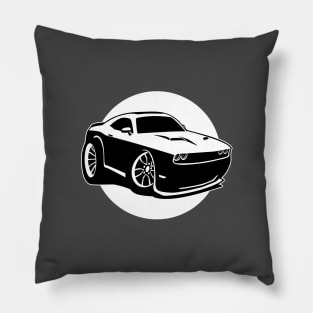 Modern American Muscle Car Cartoon Illustration Pillow