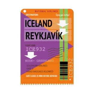 Iceland Reykjavík vintage travel ticket, T-Shirt