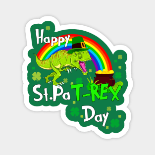 Happy St Patrick's Day Dinosaur PaT Rex Leprechaun Rainbow Magnet