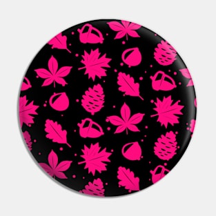Magenta Graphic Nature Pattern on Black Background Pin